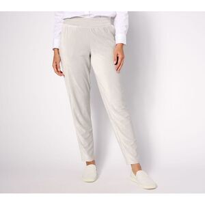 Maya J Women's Plus Sz Pants 1X Rib Velour Pull-On Tapered Leg Pant Gray A624561